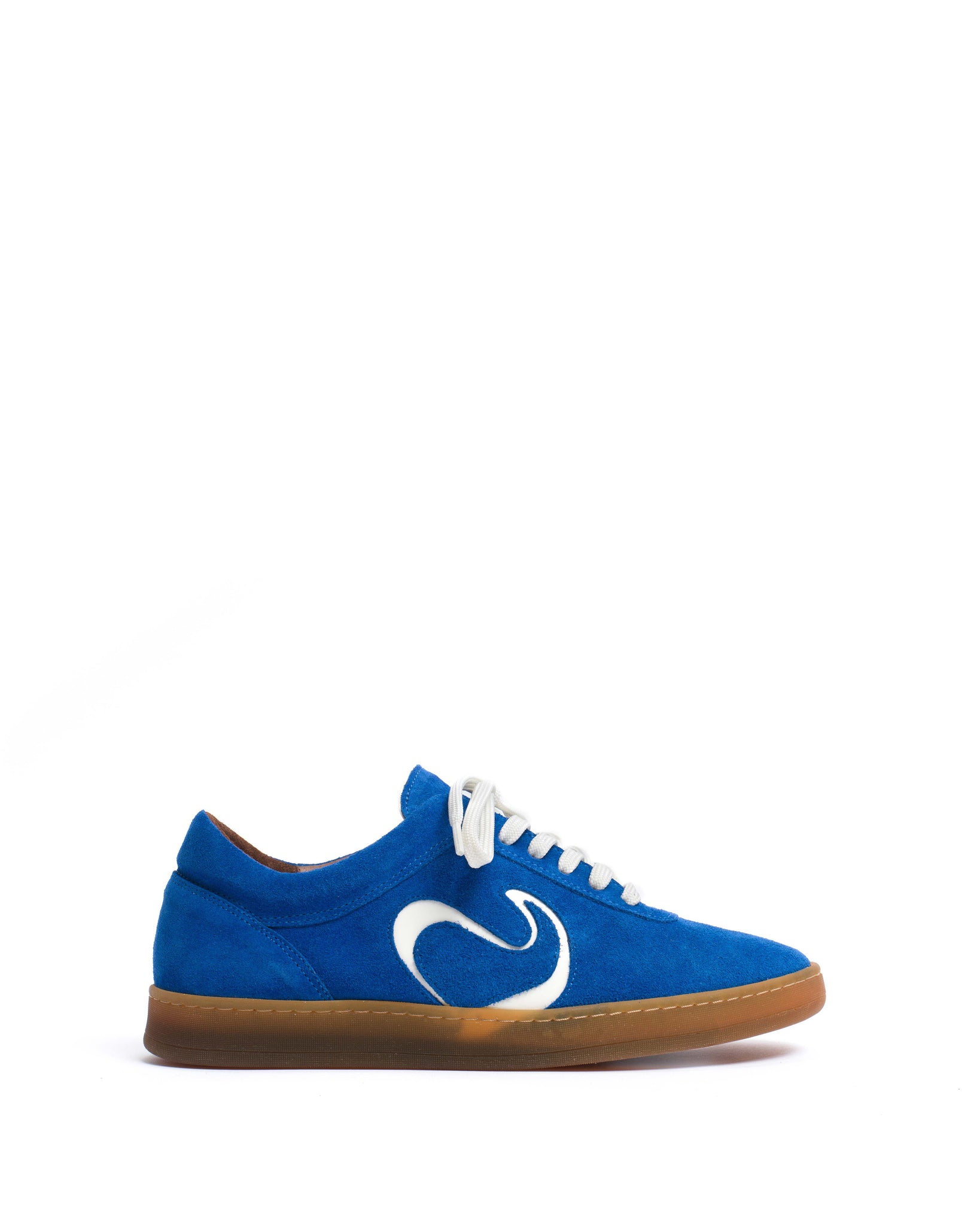 Blaire Calf suede & polished soft calf Electric blue & sand white