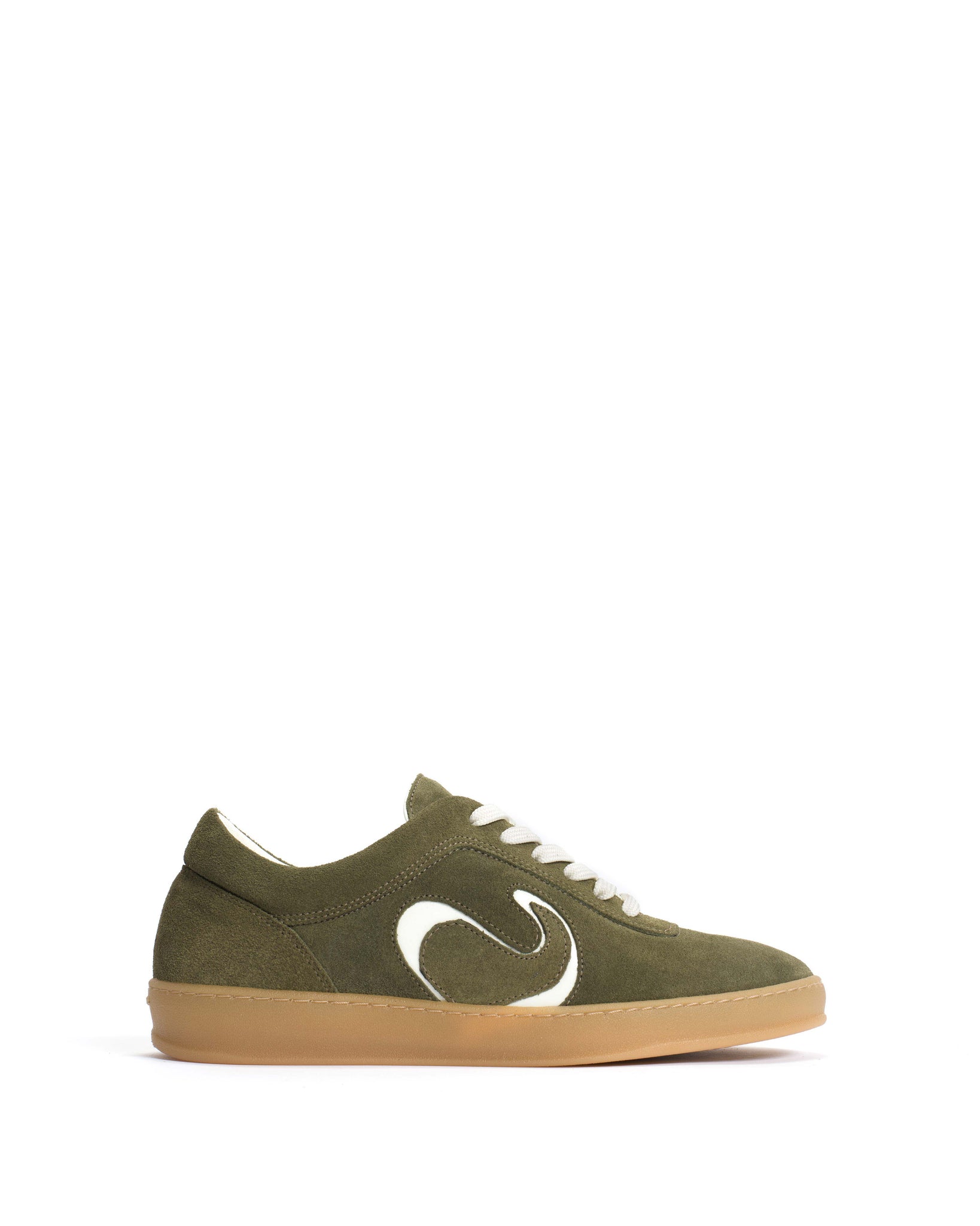 Blaire Calf suede & polished soft calf Olive green & white sand