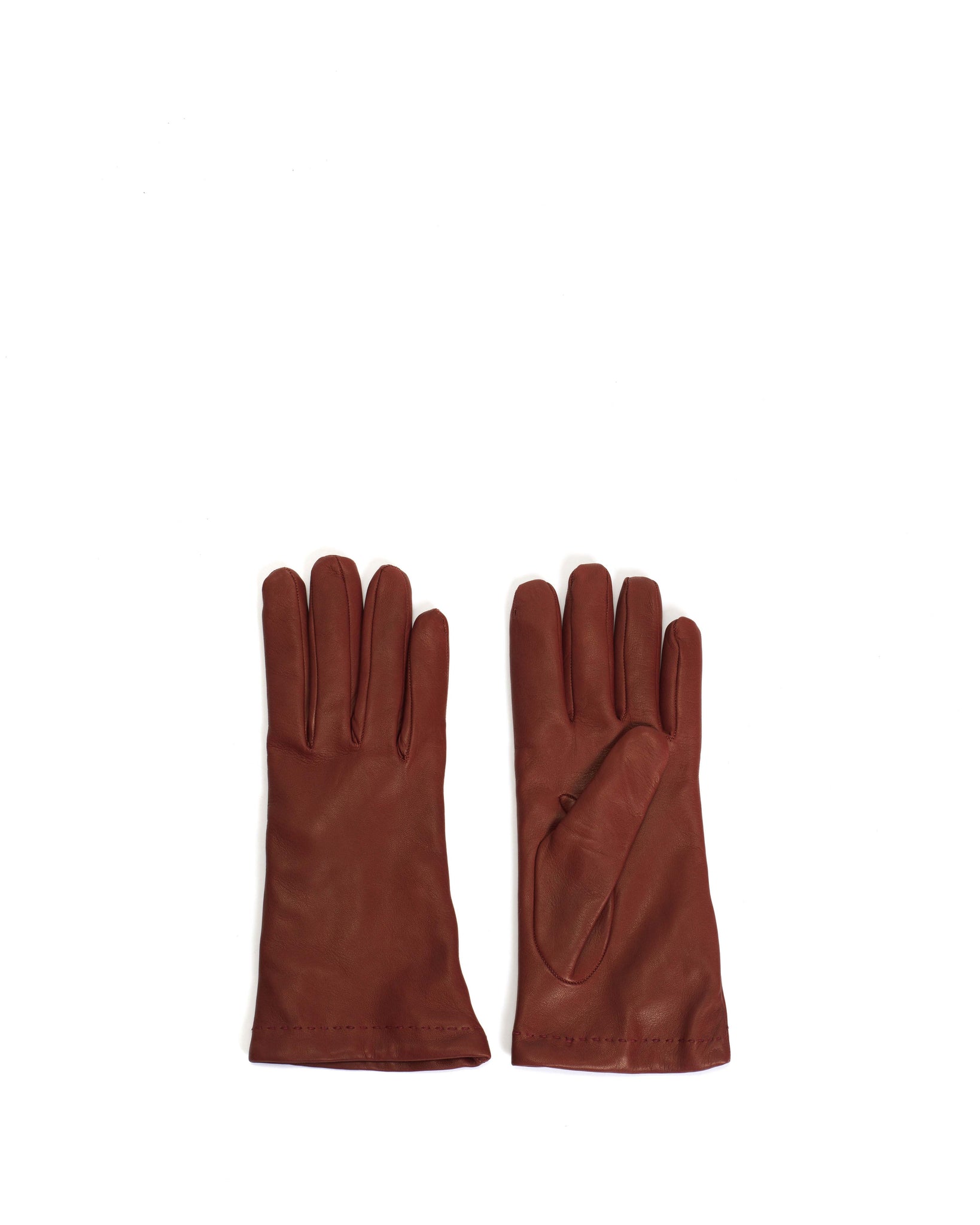 Bridget leather cashmere glove Lamb leather & 100% cashmere Ruby red & taupe