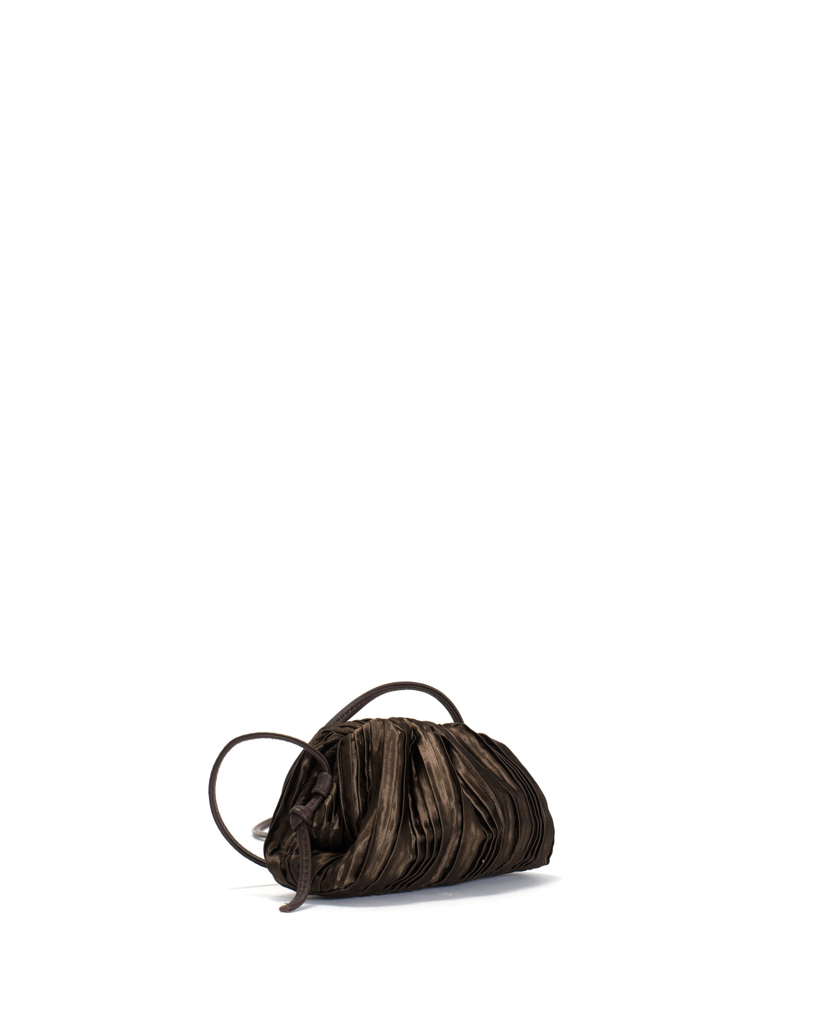 Enuice petite purse Pleated satin Espresso brown