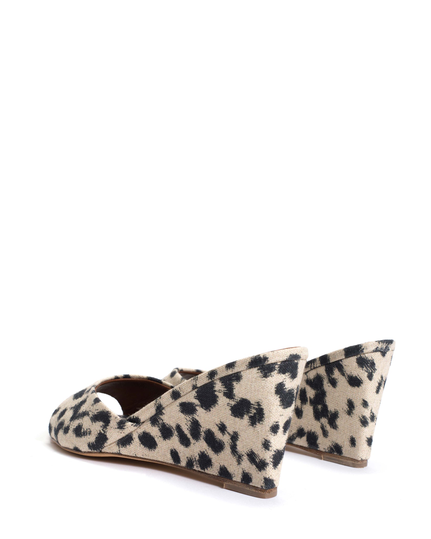 Gwen 75 wedge Natural cotton-linen Leopard