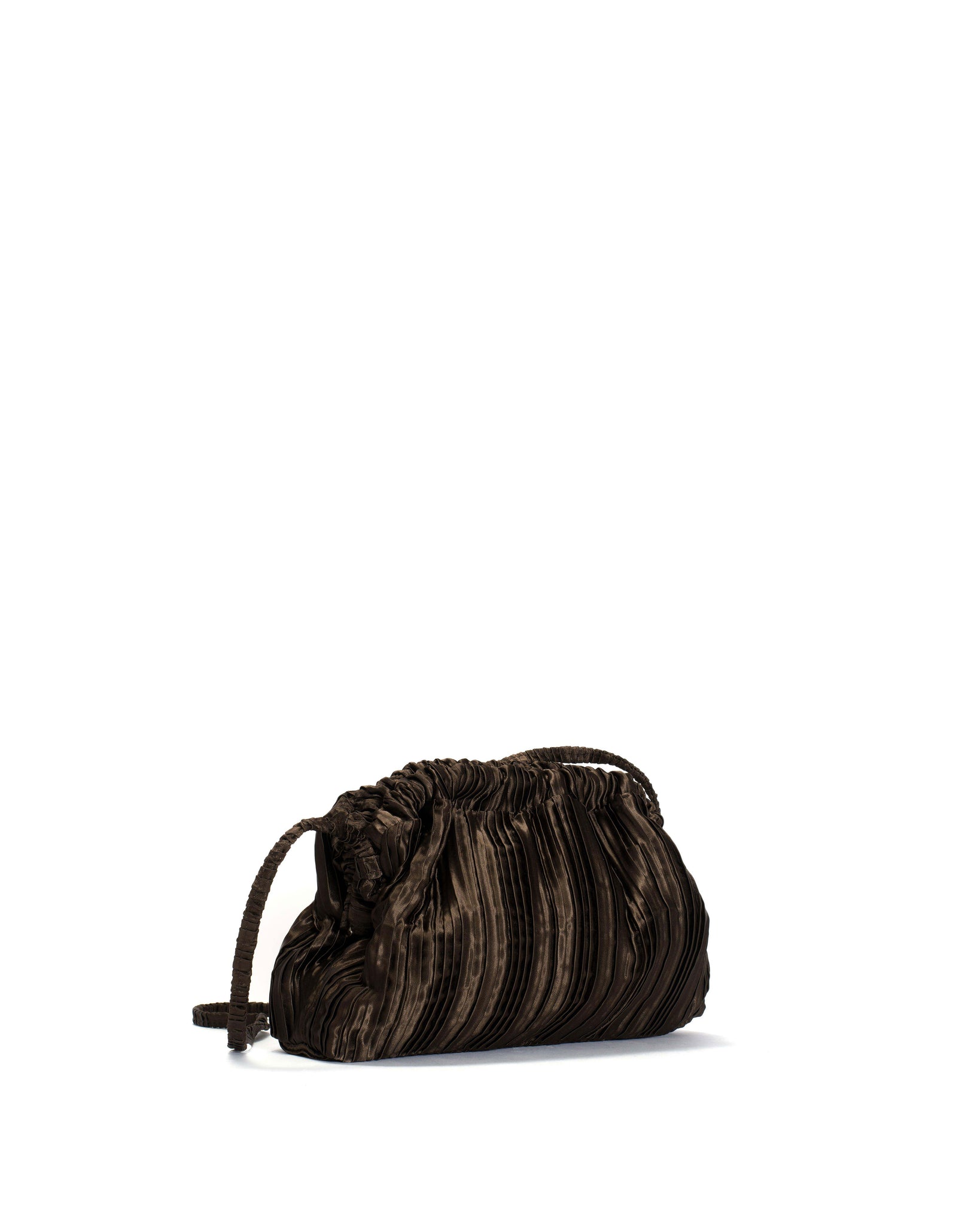 Hally petite cloud bag Pleated satin Espresso brown