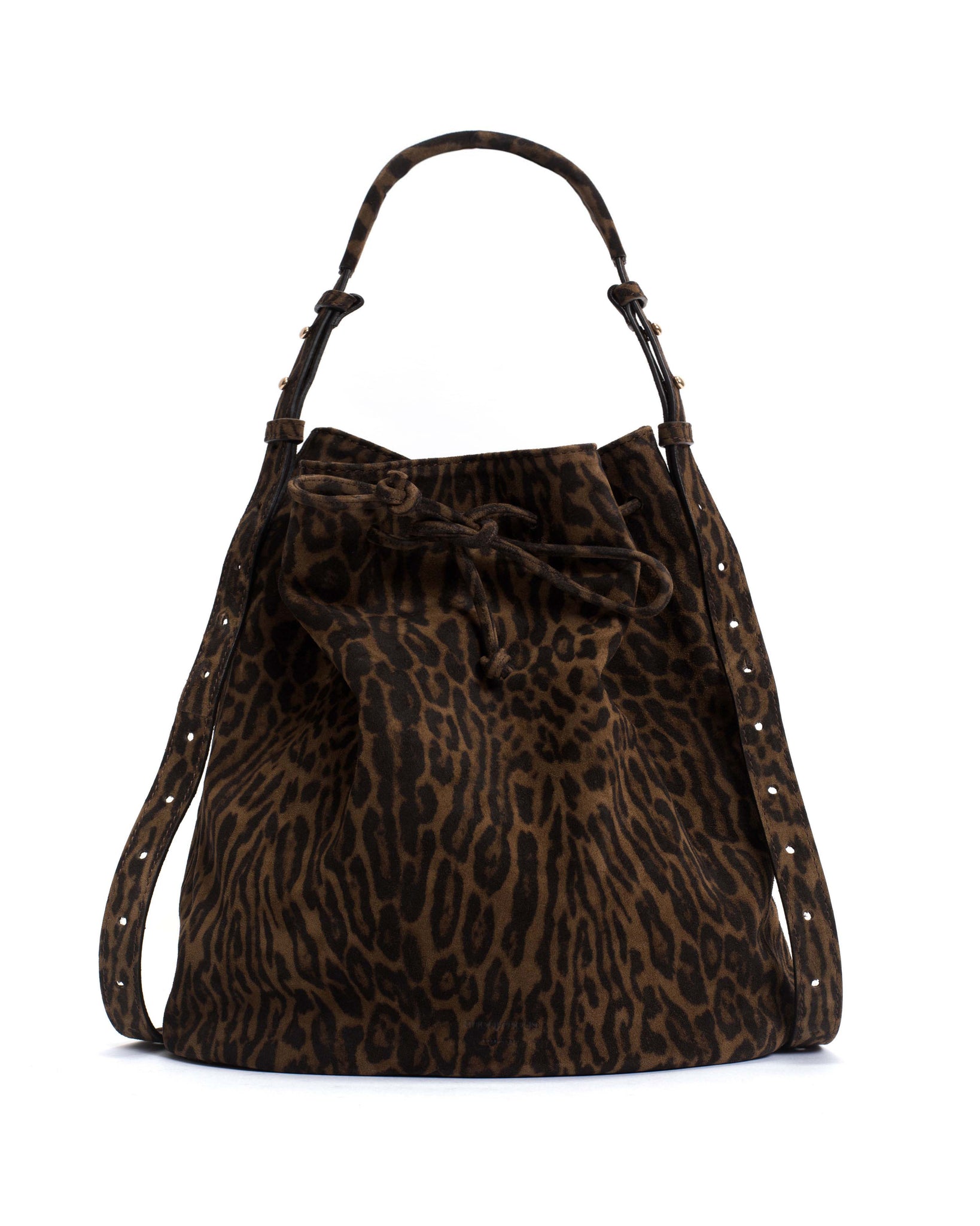 Kacey grand bucket bag Calf suede print Jaguar