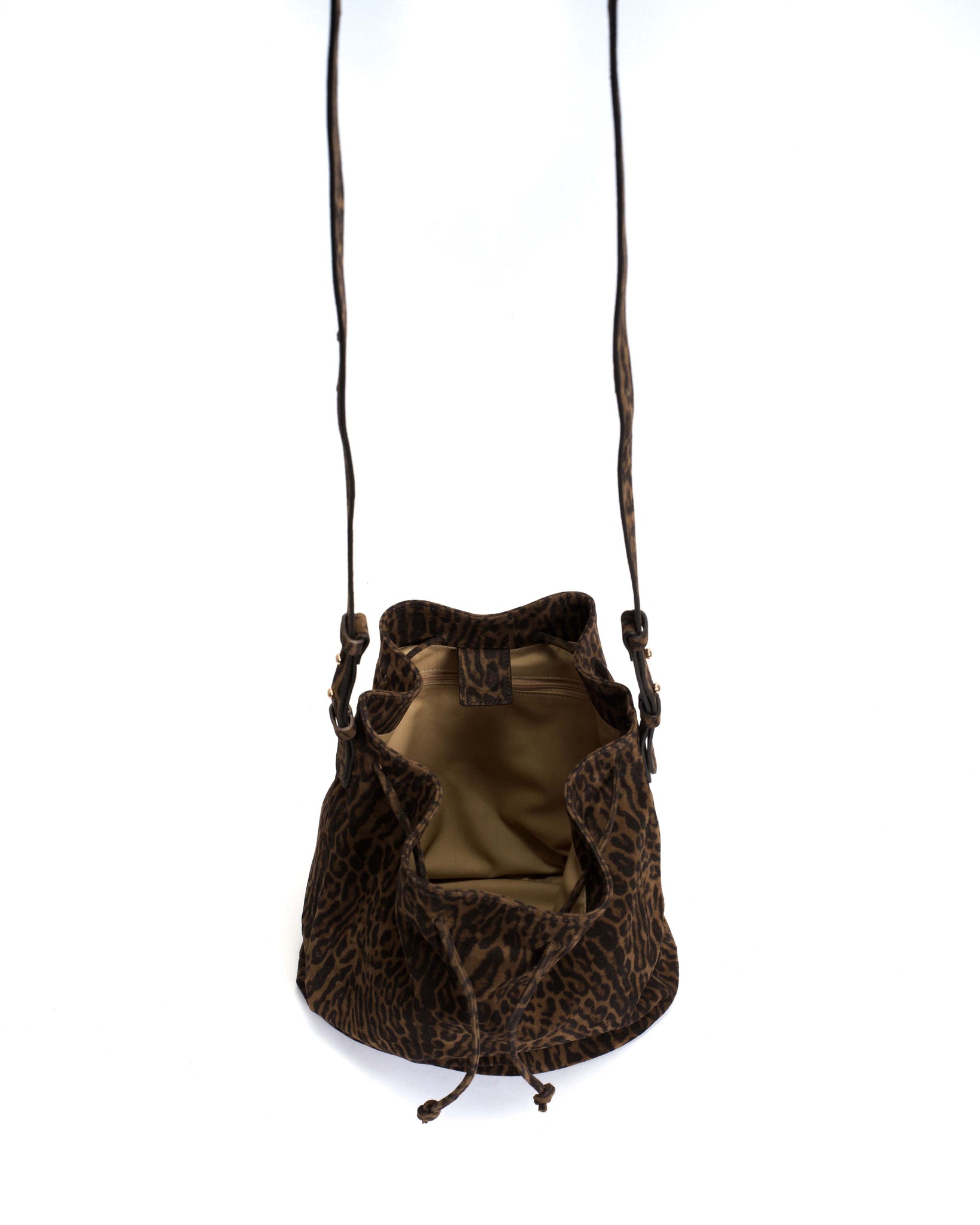 Kacey grand bucket bag Calf suede print Jaguar