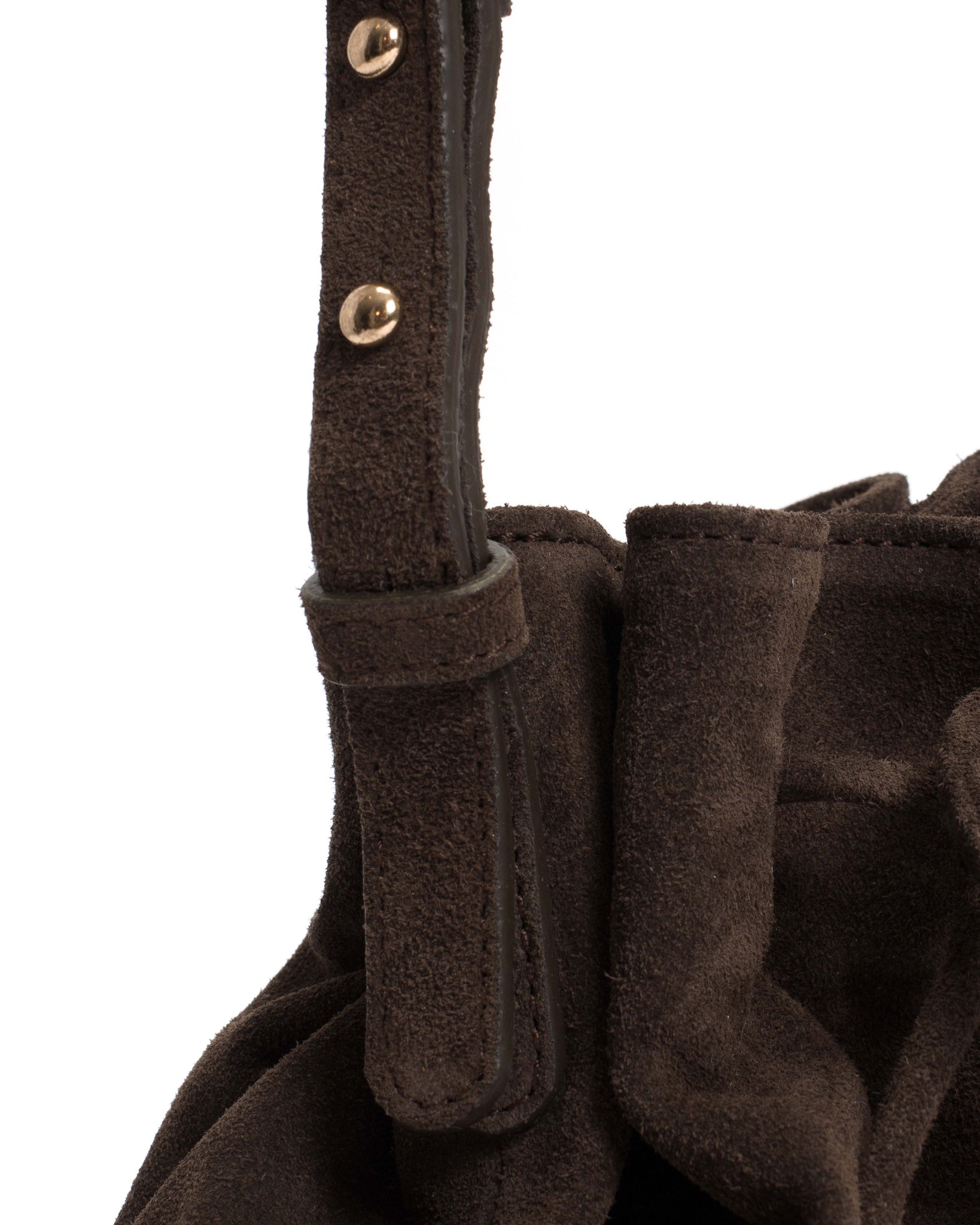 Kacey petite bucket bag Calf suede Coffee brown