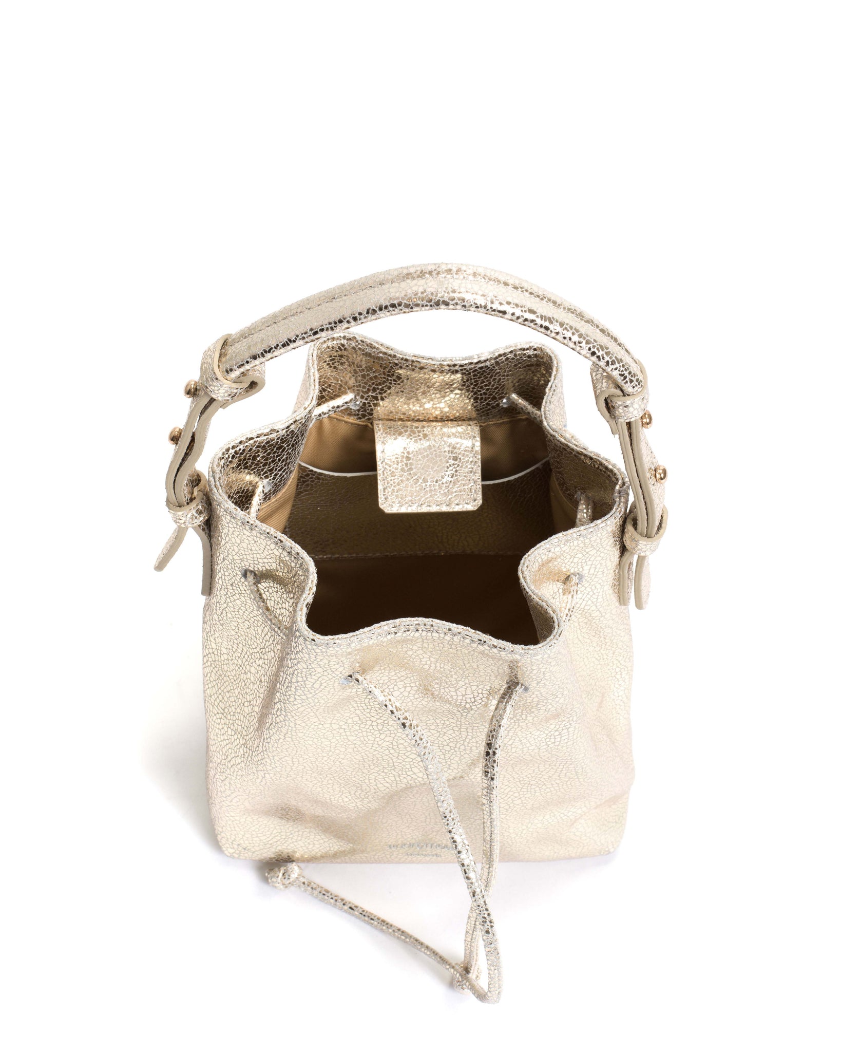 Kacey petite bucket bag Crackled metallic goat Champagne