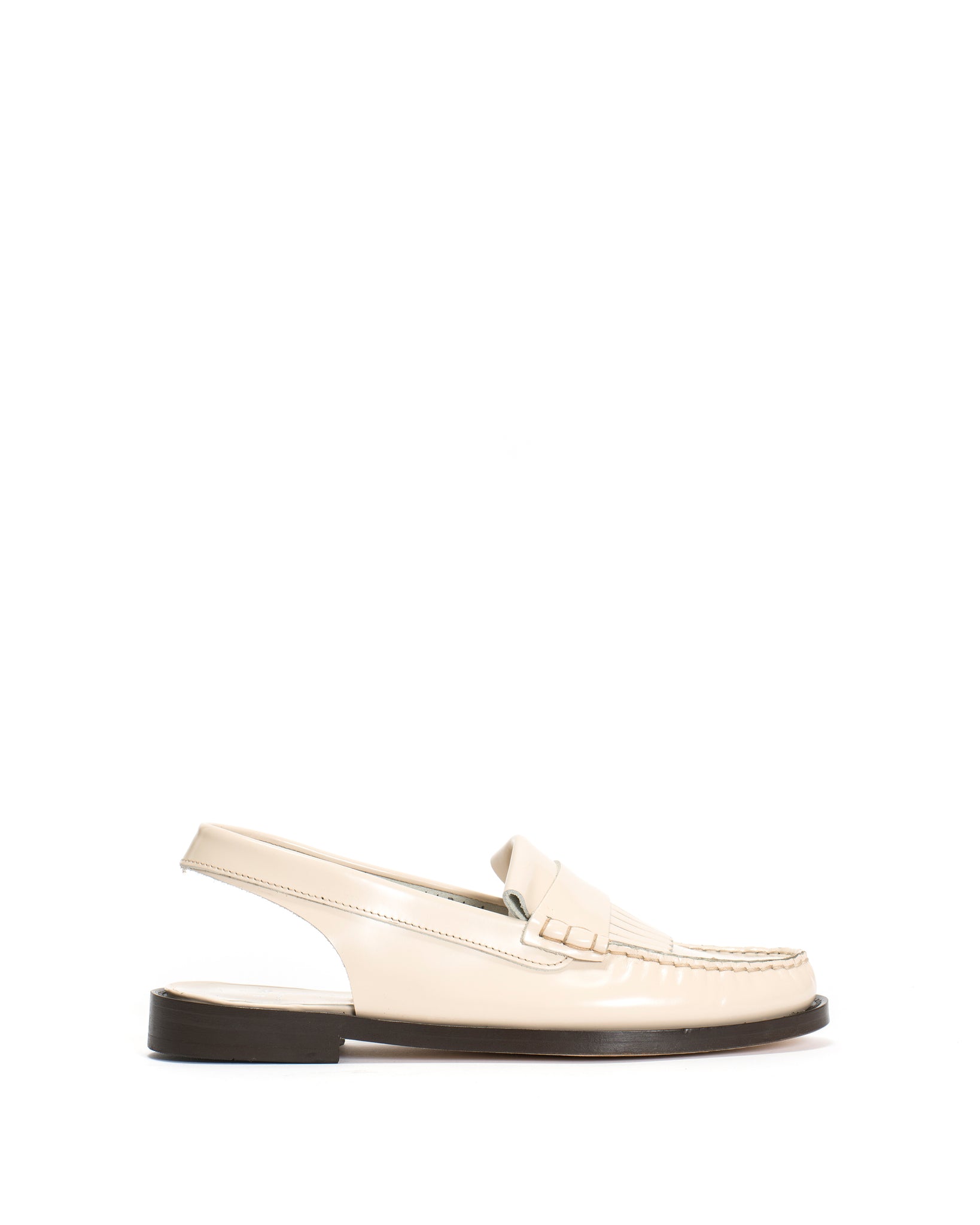 Dico Slingback Moccasin Loafer With Fringes Polido Bone white