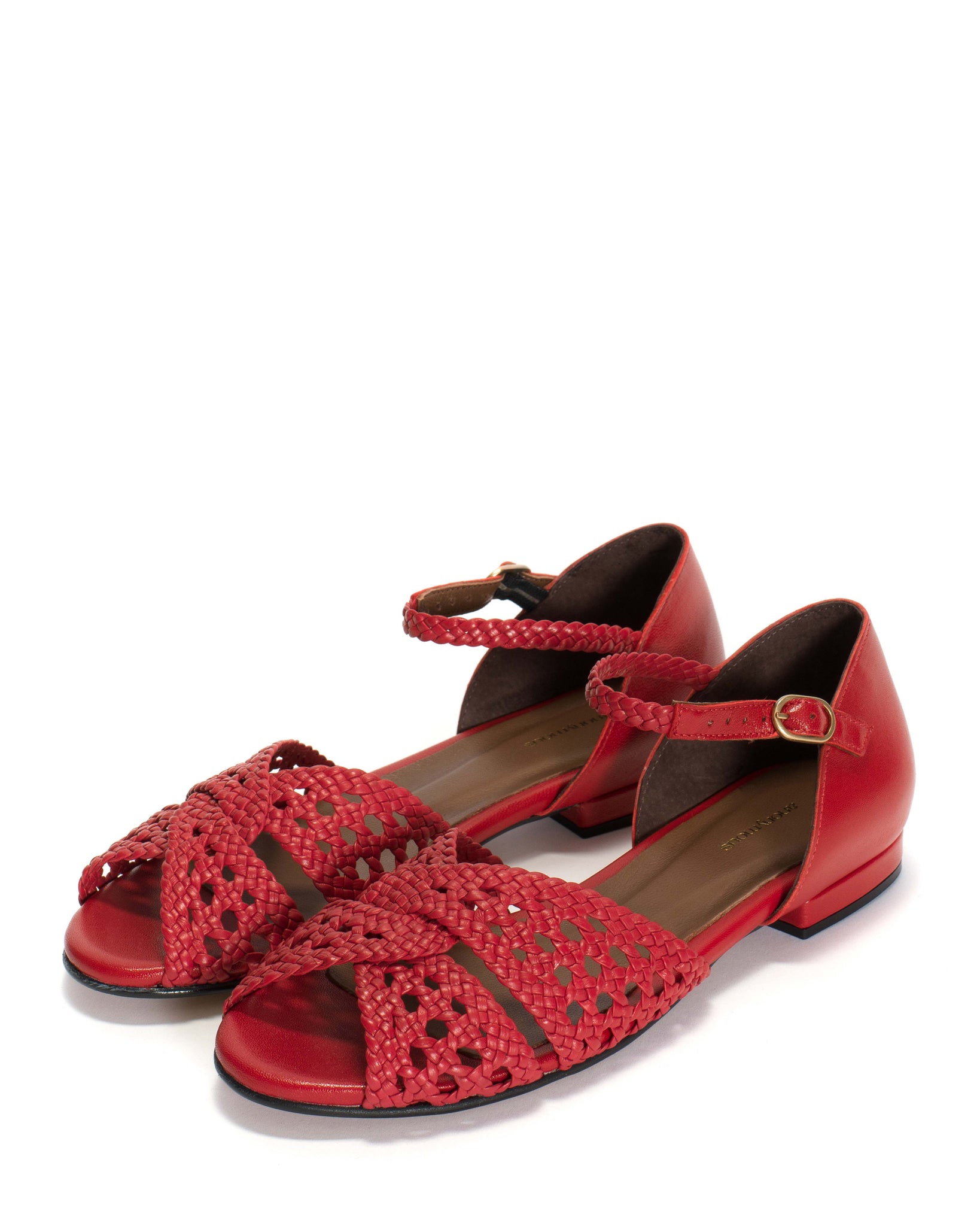 Olina 20 Hand-braided leather Ruby red