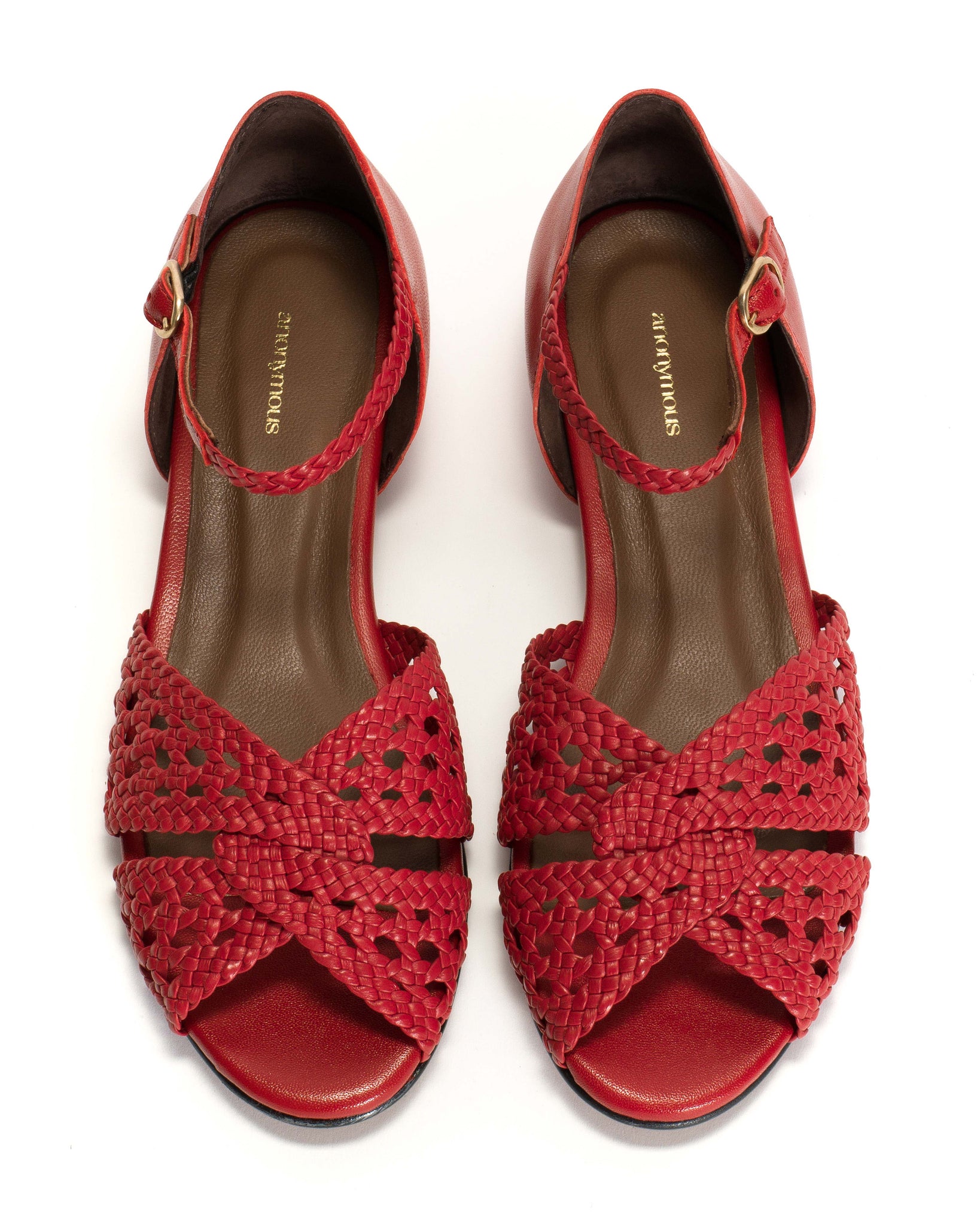 Olina 20 Hand-braided leather Ruby red
