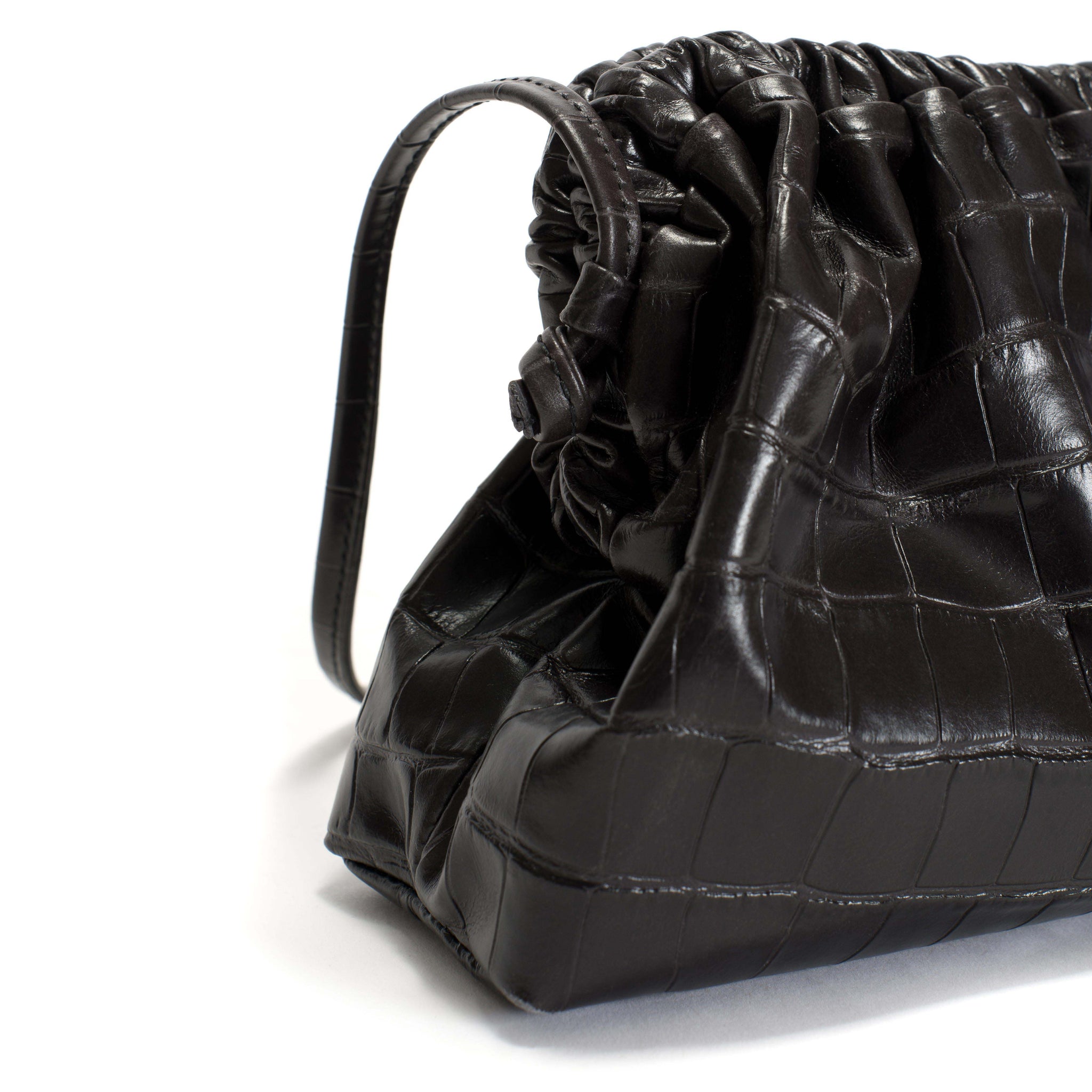 Hally petite cloud bag Croco calf Black - Anonymous Copenhagen