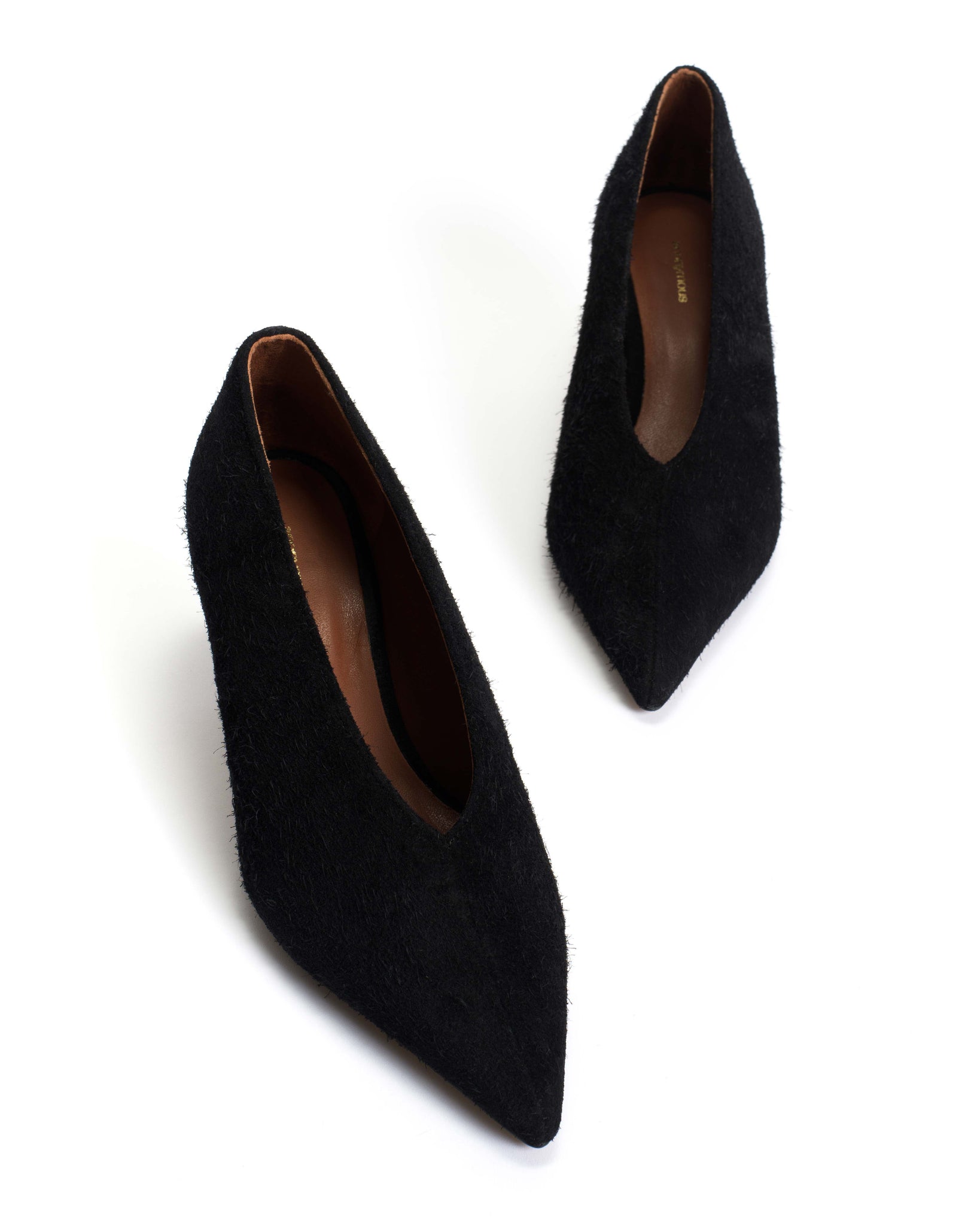 Phia 55 pin Plushed calf suede Black