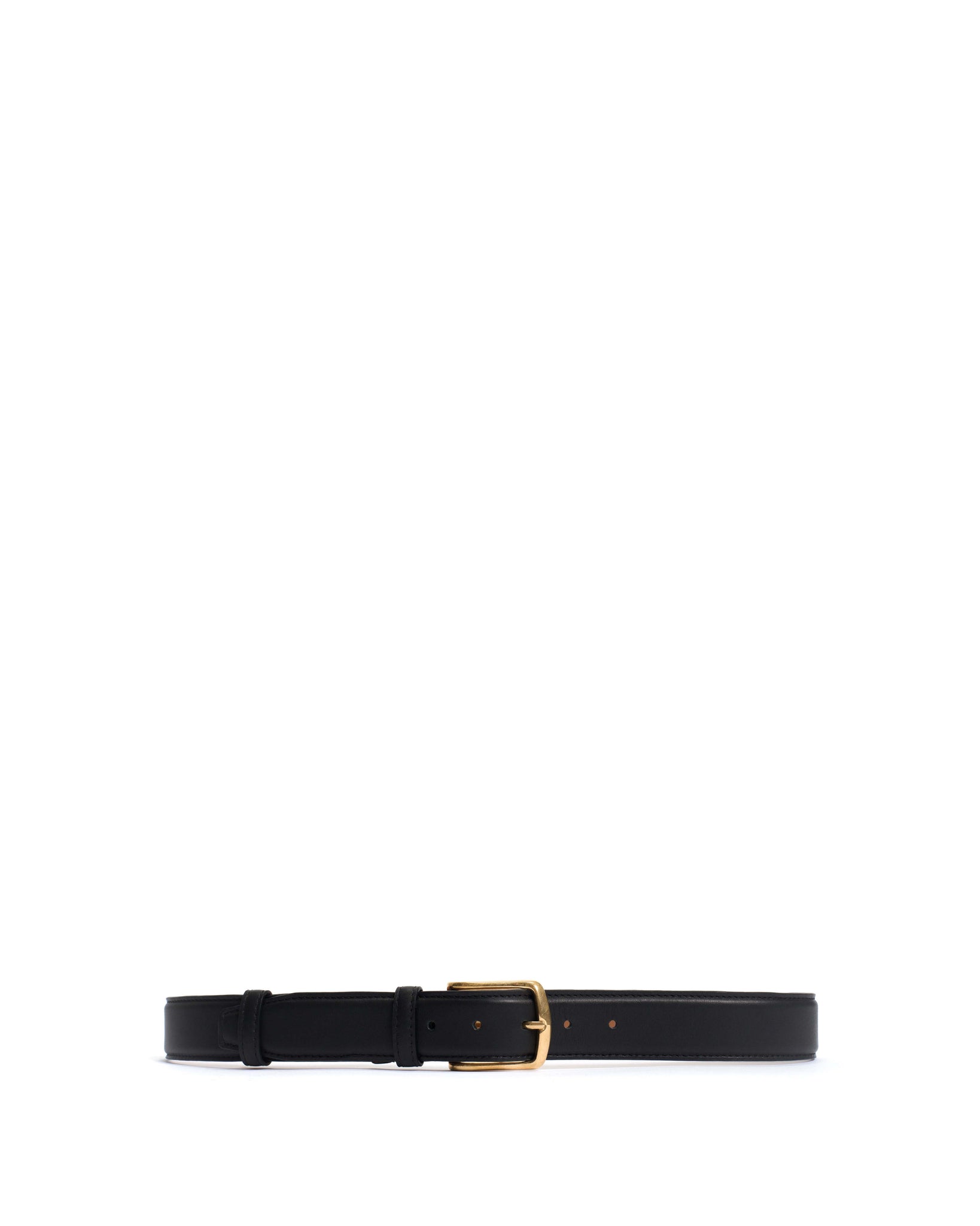 Quinn classic unisex leather belt Soft calf Black & gold buckle