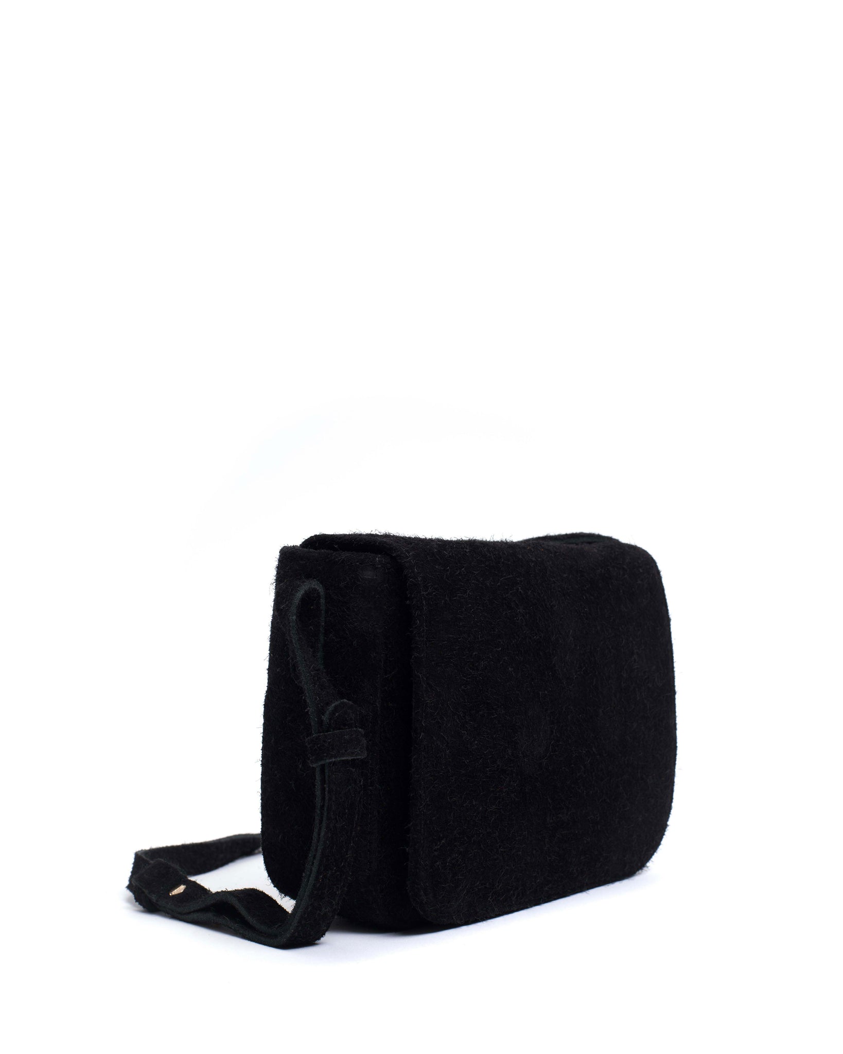 Sicha crossover bag Plushed calf suede Black