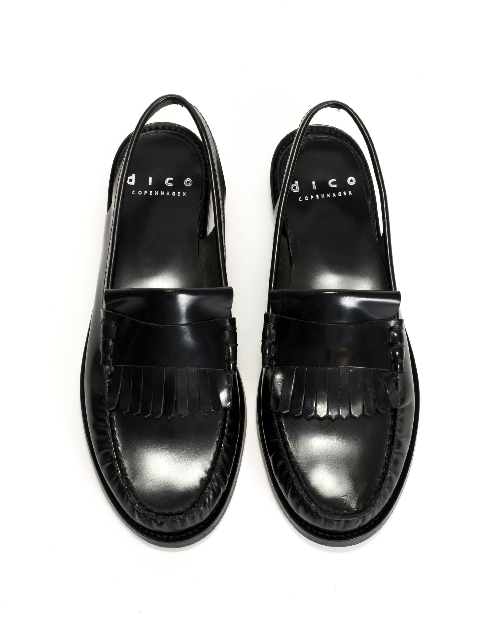 Dico Slingback Moccasin Loafer With Fringes Polido Black - Anonymous Copenhagen