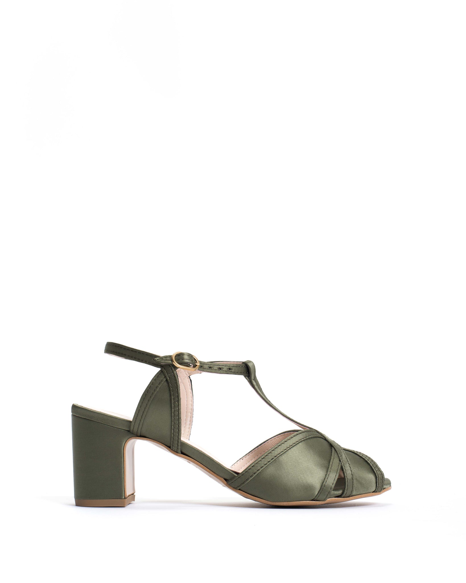 Therese 55 Antique satin vegan Olive green