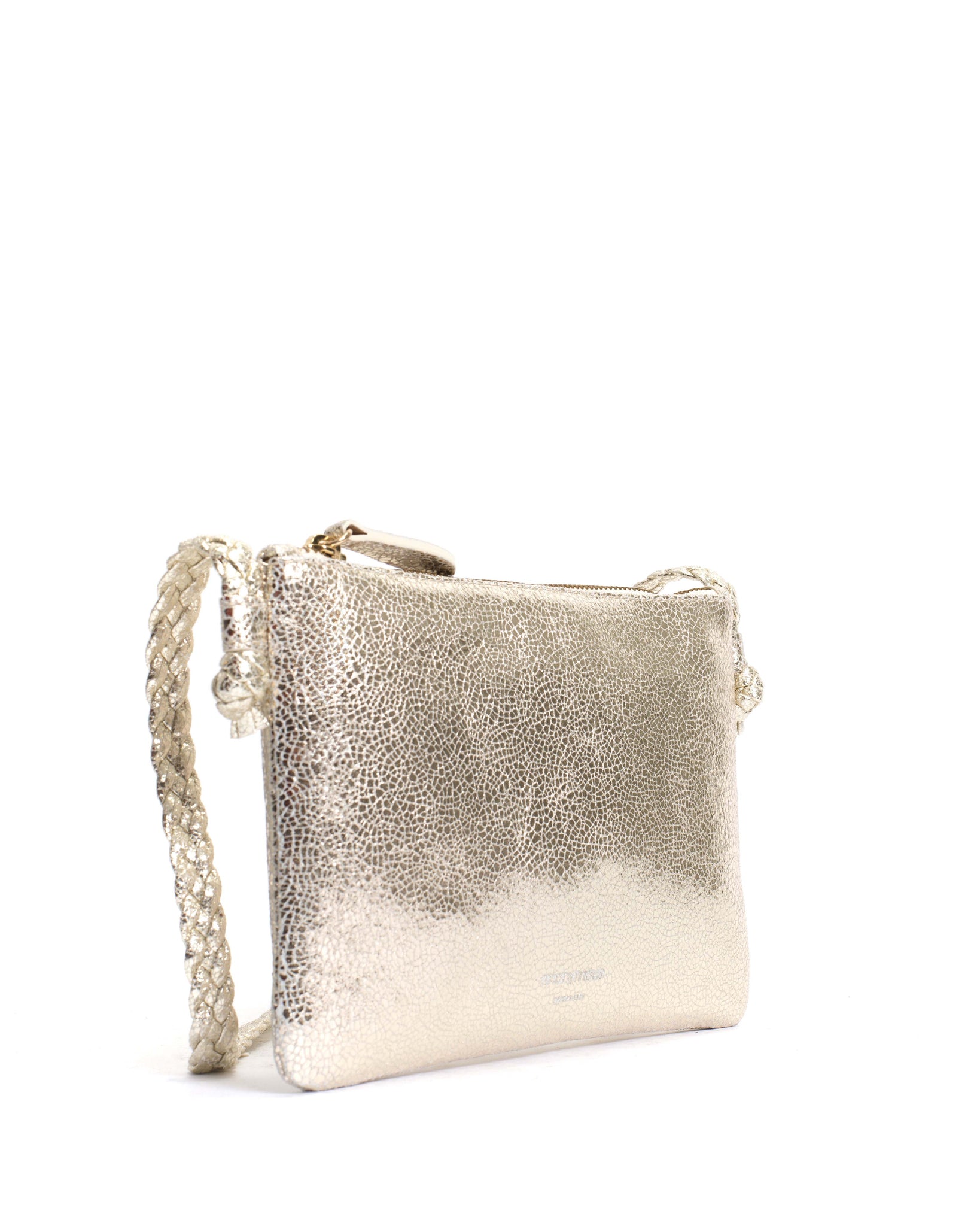 Thinna clutch Crackled metallic goat Champagne