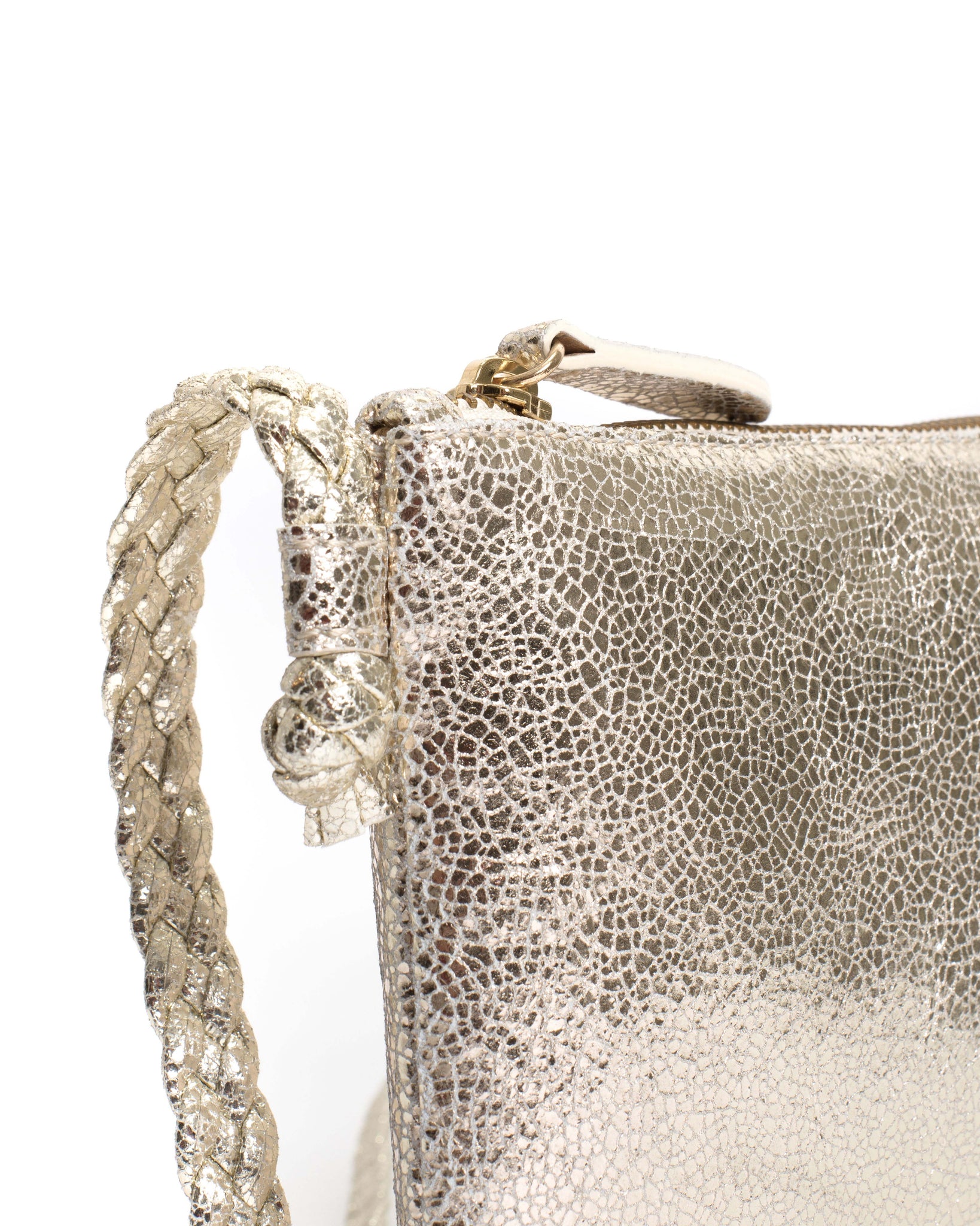 Thinna clutch Crackled metallic goat Champagne